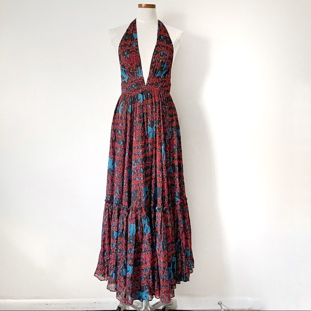 Free People X Zandra Rhodes Super Nova Maxi Halter Dress XS boho NWOT RARE - Picture 3 of 10